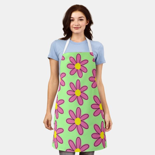 Schort Big Pink Flowers (Gedragen)