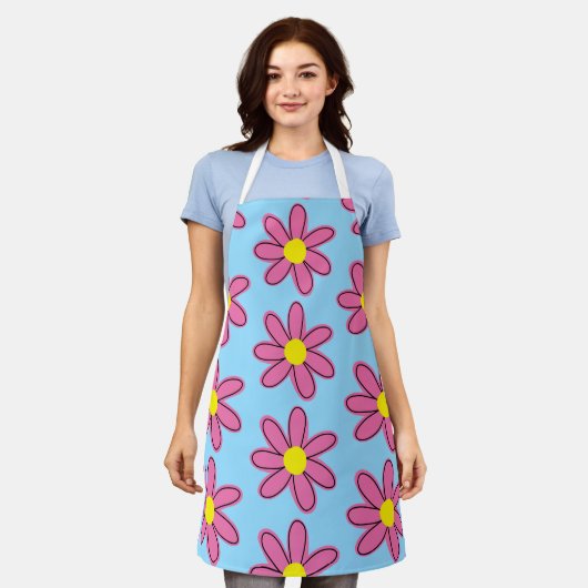 Schort Big Pink Flowers (Gedragen)