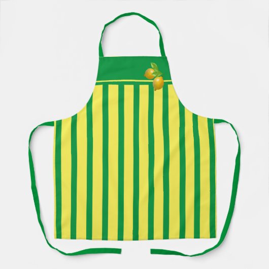 Schort Cafe Green en Lemon Stripe met Lemons (Voorkant)