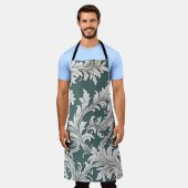Schort Damask Zwart Wit Smokey Aqua (Gedragen)