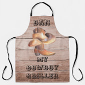Schort Grote Cowboy Griller op hout (gepersonalise (Voorkant)