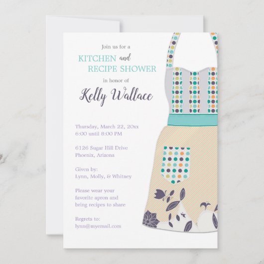 Schort Keuken en Recept Bruidsdouche Uitnodiging (Voorkant)