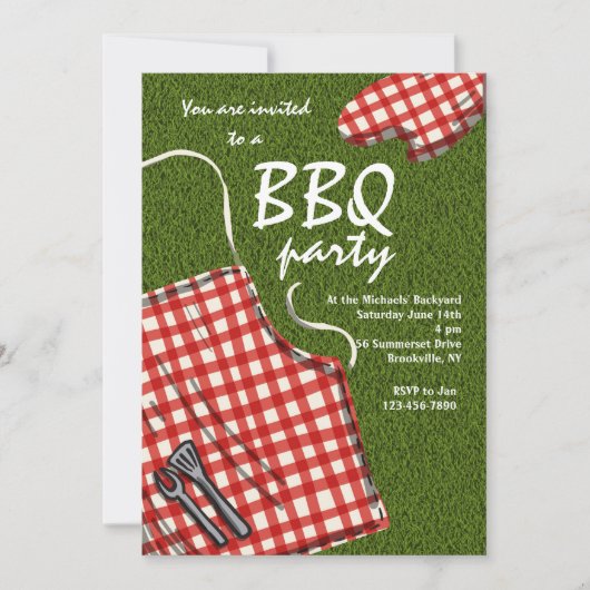 Schort Klaar voor een Uitnodiging BBQ (Voorkant)