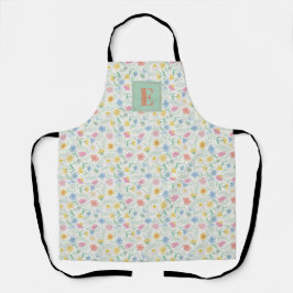 Schort met all-over print van wilde bloemen met in