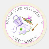  Schort met bakinstrumenten Ronde Sticker (Voorkant)