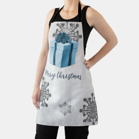 Schort met blauw kerstcadeau (Insitu)