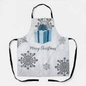 Schort met blauw kerstcadeau (Voorkant)