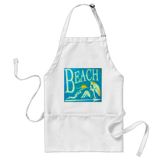 schort met blauw strandbord (Voorkant)