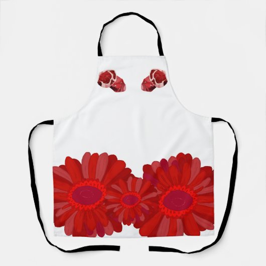 Schort met bloemenprint en varkensweefsel. (Voorkant)