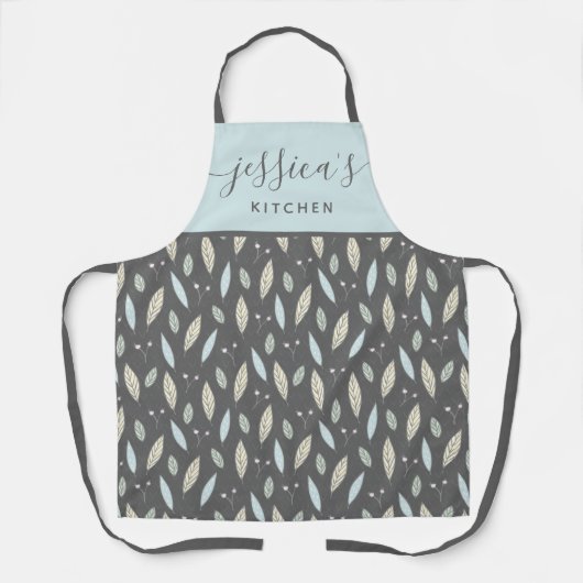 Schort met botanische blad all-over print (Voorkant)