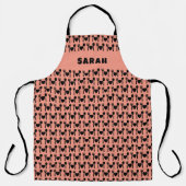Schort met eigen naam Blush Rood en Zwart (Voorkant)