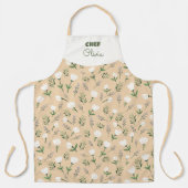 Schort met eigen naam – Vanille bloemenprint (Voorkant)