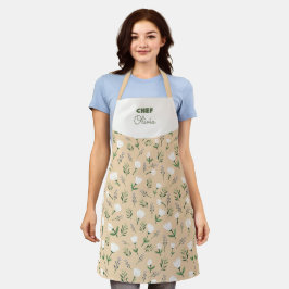 Schort met eigen naam – Vanille bloemenprint