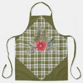 Schort met groene spelden en kerstbomen (Voorkant)