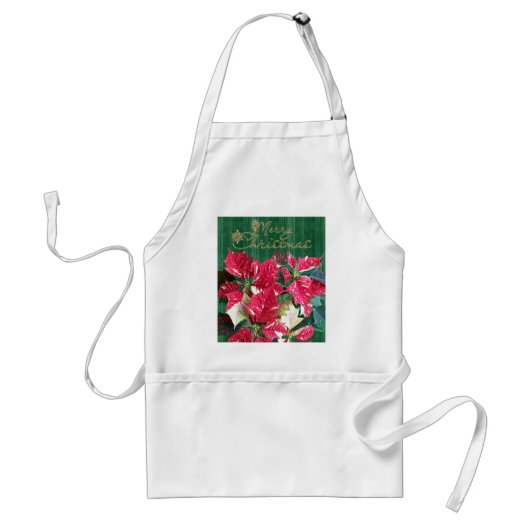Schort met Merry kerst Poinsettia (Voorkant)