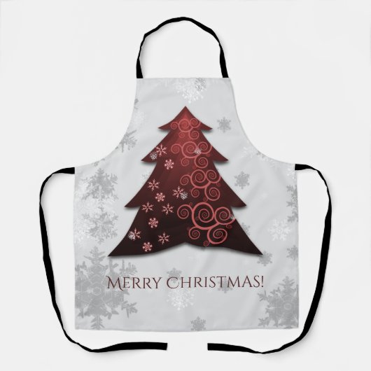 Schort met rode kerstbomen (Voorkant)