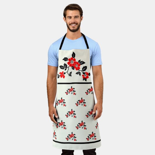 Schort met rode papaver (Gedragen)