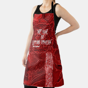 Schort met Rode Patchworkprint en woorden "We Rise
