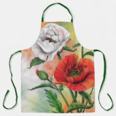 Schort met rode witte papaver (Voorkant)