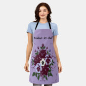 Schort met volledig gedrukt boeket van viooltjes (Gedragen)