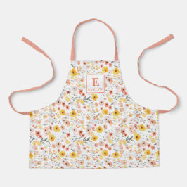 Schort met wilde bloemen monogram bloemen