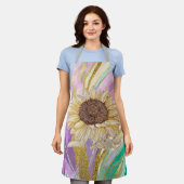 Schort met Zonnebloem Kleurrijke tinten Metallic A (Gedragen)