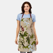 Schort - Orchideeënpatroon in Beige (Gedragen)