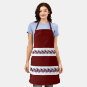 Schort - Pruimenbloesem op witte strepen (Gedragen)