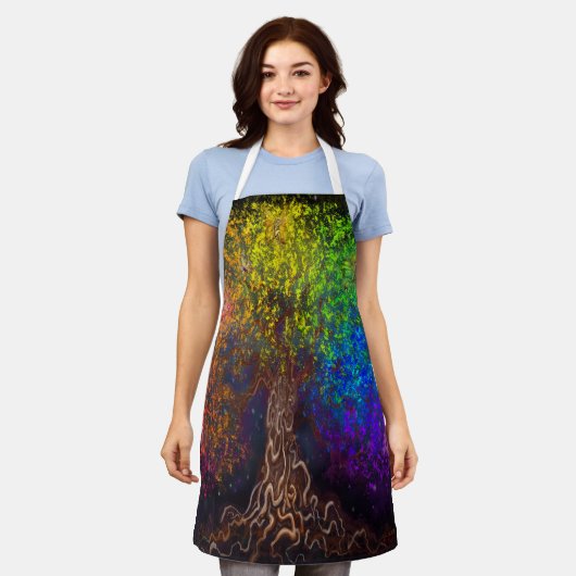 Schort regenboogbomen (Gedragen)