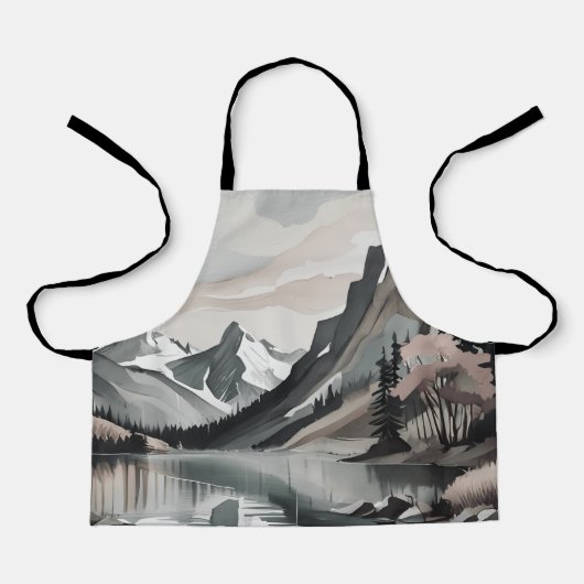 Schort S T-SHIRT Mountain Lake Scene afbeelding (Voorkant)