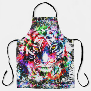 Schort Tiger Kleurrijke tekening Abstracte kun