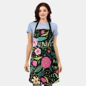 Schort van Black en Floral Kitchen (Gedragen)