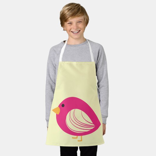 Schort van eigenkleurige koeienvogels (Gedragen)