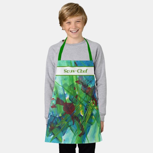Schort van kind - Abstracte acrylkunst (Gedragen)