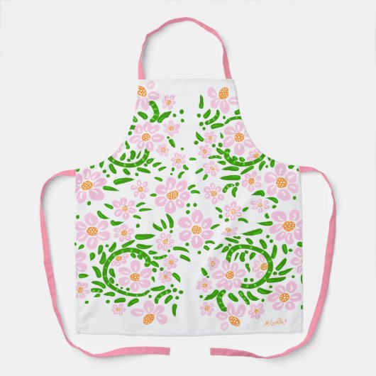 Schort van lentroze Floral (Voorkant)