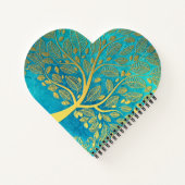 Schort van Turquoise Blue en Gold Tree Notitieboek (Achterkant)
