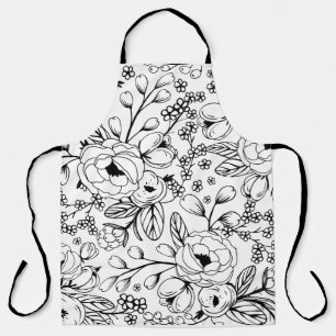 Schort van zwarte en witte Floral