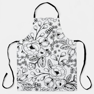 Schort van zwarte en witte Floral