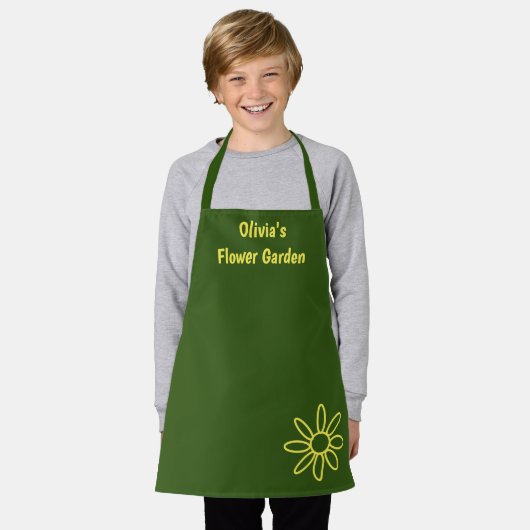 Schort voor het tuinieren van meisjes, groen, scha (Gedragen)