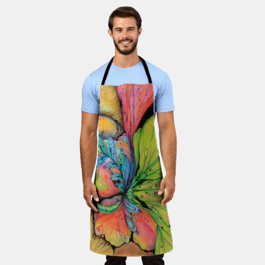 Schort voor multifunctionele voorjaarsafdrukken (Gedragen)