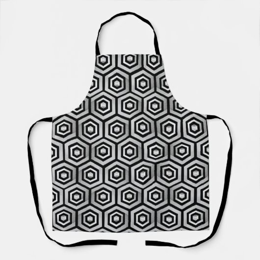Schort Zwart Wit Hexagon Geometrisch Patroon (Voorkant)