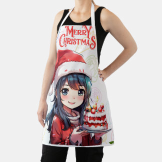 Schorten mooi meisje in een rode polka kerst