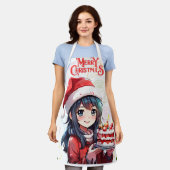 Schorten mooi meisje in een rode polka kerst (Gedragen)