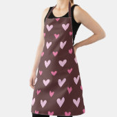 Schortje Schatje – Roze Harten op Chocolade Bruin Schort (Insitu)