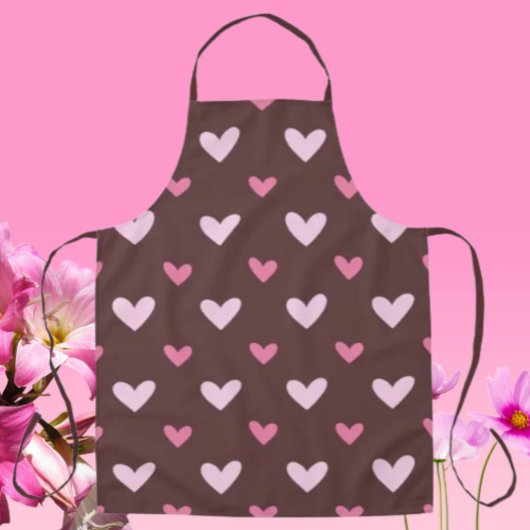 Schortje Schatje – Roze Harten op Chocolade Bruin Schort