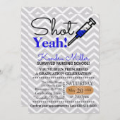 Schot Ja! Blue Nursing School Afstuderen Uitnodige Kaart (Voorkant / Achterkant)