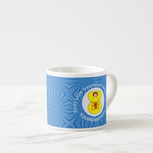 Schot Leeuw Rampant Angel Chanoeka Vlag Gepersonal Espresso Kop (Voorkant rechts)