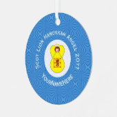 Schot Leeuw Rampant Angel Chanoeka Vlag Gepersonal Metalen Ornament (Voorkant links)