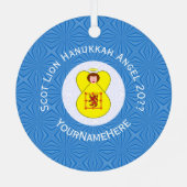 Schot Leeuw Rampant Angel Chanoeka Vlag Gepersonal Metalen Ornament (Achterkant)