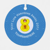 Schot Leeuw Rampant Angel Chanoeka Vlag Gepersonal Metalen Ornament (Voorkant)